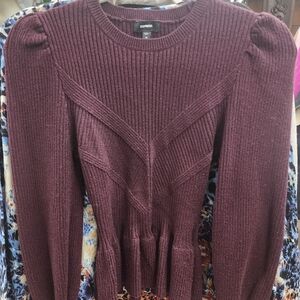 Express Burgundy Ribbed Sweater